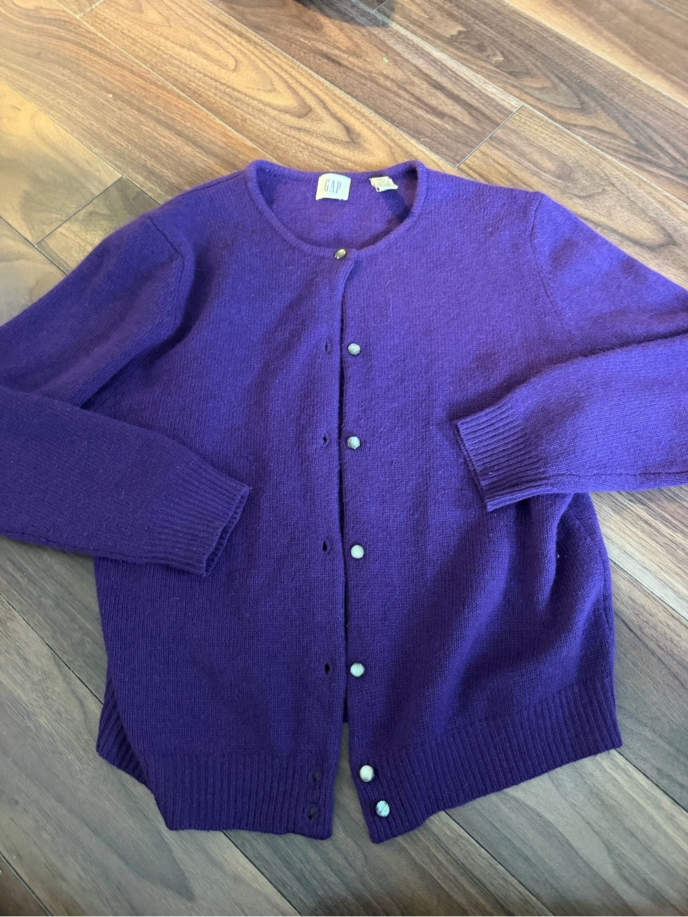 GAP Vintage Lambswool Angora Blend Cardigan Sweater Purple Medium